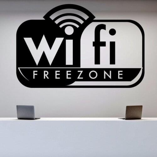 Wall Sticker Wifi Free Zone Wall Decal Signboard Stickers for Game Club Office Decor Wifi Free Zone Logo Wall Art Mural AY373