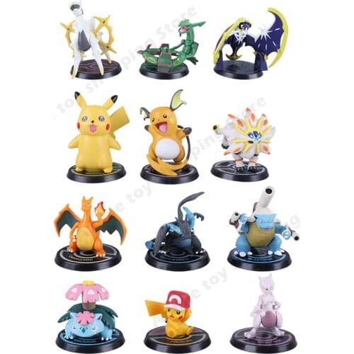 New 6pcs anime cartoon Pokemon Takara Tomy dolls Pikachu Mewtwo Charizard Solgaleo Arceus collection Model PVC action toy figure
