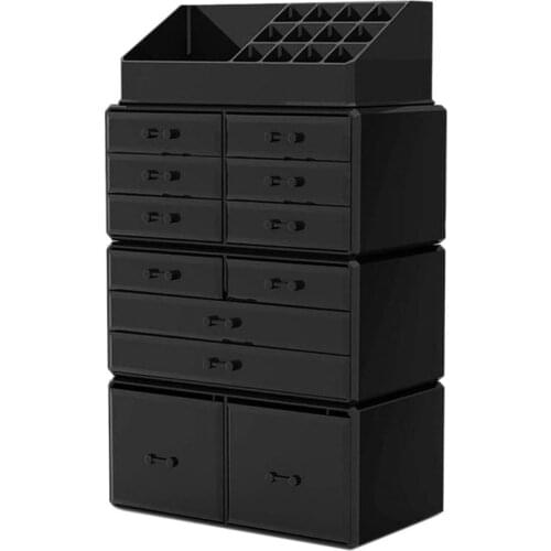 Large Capacity Makeup Organizer Acrylic Cosmetic Storage Drawers and Jewelry Display Box with 12 Drawers
