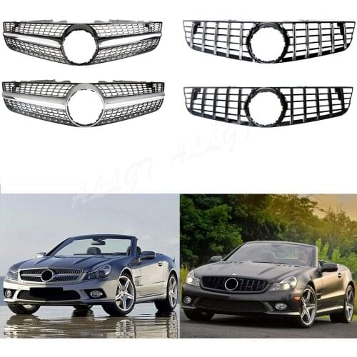 Car Front Racing Facelift Grill Upper Billet Bumper Grille Cover For Mercedes-Benz R230 2008-2012