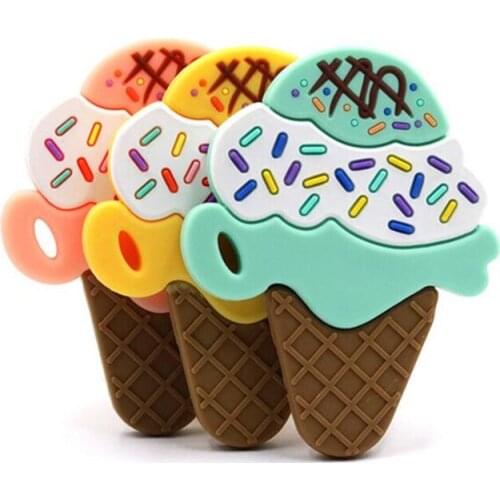 Food Grade Silicone Teethers Ice Cream Teething Pendant For Pacifier Baby Teether Teething Toys Silicone Charms Kids Shower Gift