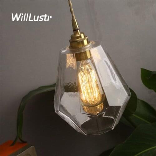 Minimalist Glass Pendant Light Retro Brass Suspension Lamp Hotel Restaurant Bar Porch Aisle Bedside Dining Room Hanging Lighting
