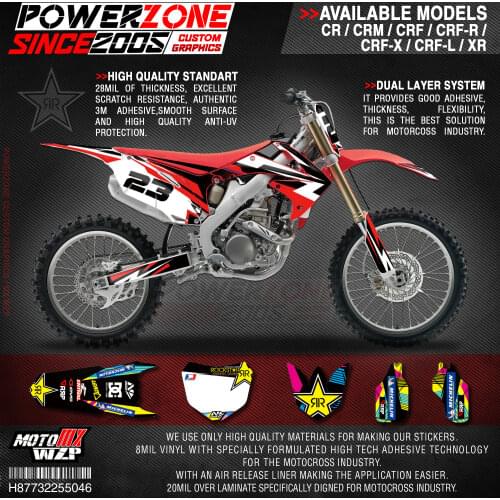 PowerZone Custom Team Graphics Backgrounds Decals 3M Stickers Kit For HONDA CRF250R 2010-2013 CRF450R 2009-2012 046