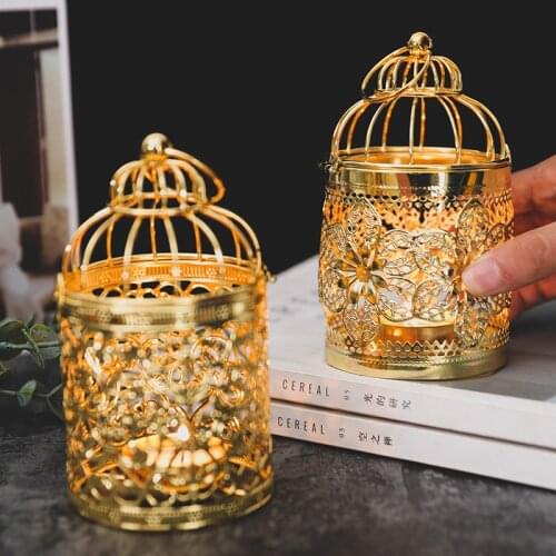 Birdcage Candlestick Home Decoration Candelabra Gold Candle Holders Wedding Decoration Candle Holder Table Desk Decoration