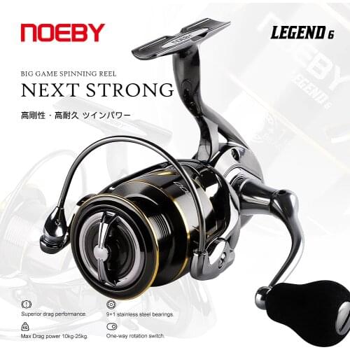 Noeby Spinning Fishing Reel 2500S 3000 4000 5000 6000 Spool Gear Ratio 5.2:1 Max Drag 10-25kg Long Casting for Sea Fishing Reel