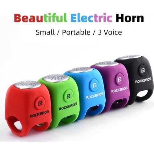 ROCKBROS Electric Cycling Bell 110 dB Horn Rainproof MTB Bicycle Handlebar Silica Gel Shell Ring Bike Bell Bicycle Accessories