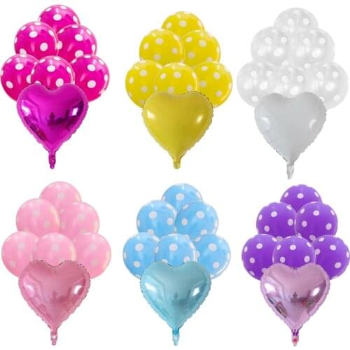 14pcs/lot heart foil balloon Polka Latex Balloons Wedding Decorations Air Globos Birthday Party Decoration baby shower kids Toys