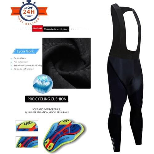 High Quality Lycra Whole Black 19D Gel Pad Trousers Pro Cycling Bib Pants MTB Bike Cycling Quick dry Mountain Bike Bib Pants
