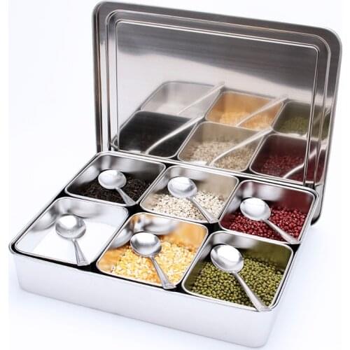 304 stainless steel Japanese flavor box rectangular seasoning box seasoning box sample box food display box seasoning box
