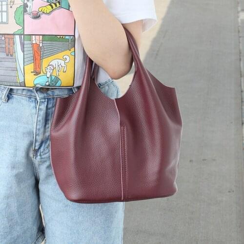 Brand Designer Handbags Women Bucket Bag Casual Soft Genuine Leather Female Shoulder Bag Cowhide Small Ladies Crossbody Bags