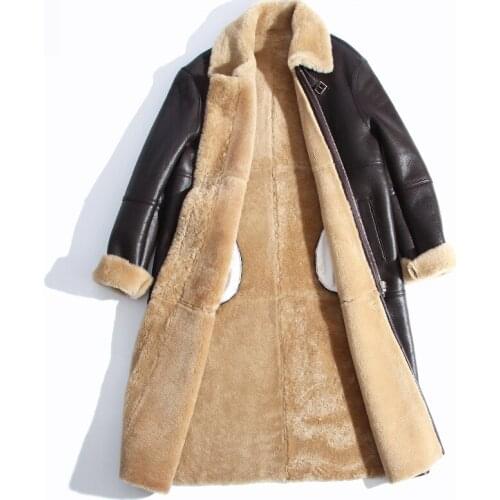 Shearling Sheep Vintage Winter Leather Jacket Real Fur Coat Women Abrigos Mujer Invierno 2020 2C2296402 YY787