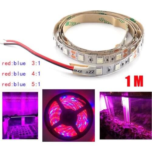 1M LED Plant Grow strip Light 5050 60 leds growing lamp waterproof DC 12V veg flower Aquarium Hydroponics indoor Greenhouse room