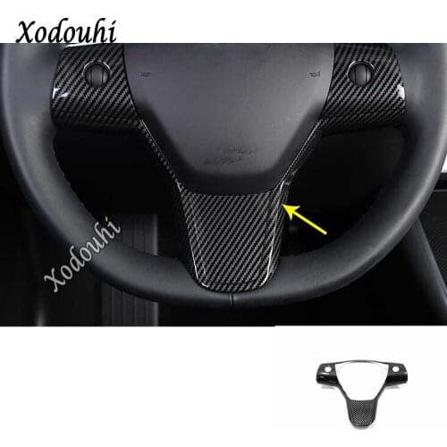 For Tesla Model 3 Model3 2018 2019 2020 Car Sticker Cover Detector Styling Steering Wheel Interior Kit Trim Lamp Frame 1pcs