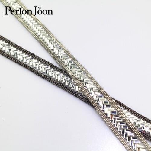 1 yard 1.6cm width V arrange Motif glass RhinestoneTape trim Hot Fix ribbon Iron On Appliques for Dress shoe adornment TR002