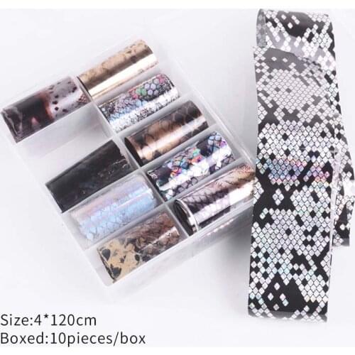 10 Design/set Multi style scales Nail Foil Nail Art Transfer Foil Stickers Paper sparkly Colorful UV Gel Wraps Nail Decals