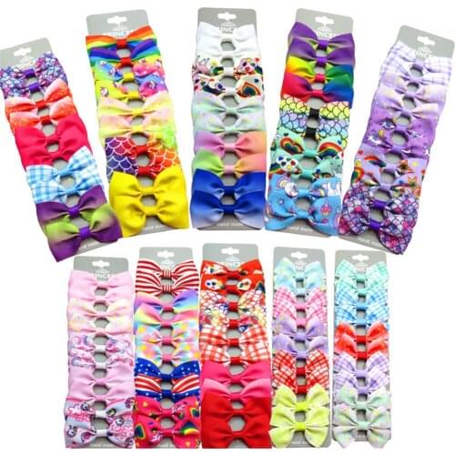 10pcs/set 2.75" Handmade Print Unicorn Rainbow Hair Bows With Clips For Kids Girls Hairgrips Headwear Hair Accessories