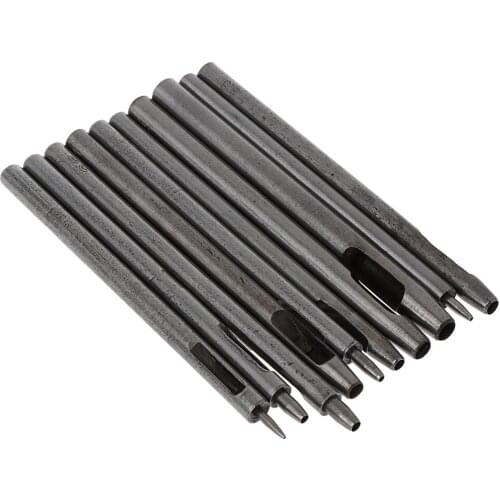 10Pcs Leather Hole Punch Cutter 0.5mm-5mm Leather Working Tools for Watch Bands Belts Hole Puncher
