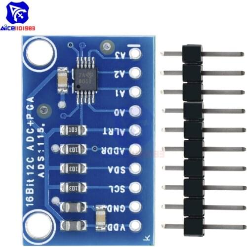 Diymore ADS1115 16Bits 4 Channel Analog-to-Digital ADC PGA Converter with Programmable Gain Amplifier Board IIC 2-5V for Arduino
