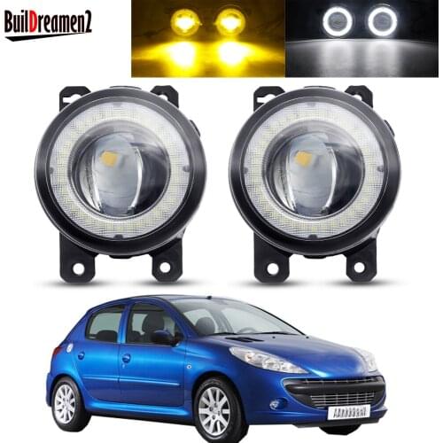 2 x Car Angel Eye Fog Light Assembly LED Lens Fog Daytime Running Lamp DRL 30W H11 12V For Peugeot 206 206+ T3E 2009-2012