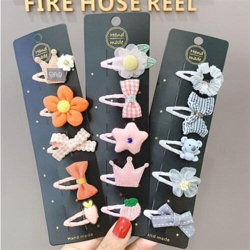 5set/Lot=25pcs Cartoon Newborn Hair Clips BB Clip Cute Lace Hairpins for Girls Hairclips Kids Barrettes Fashion Hair Accessories