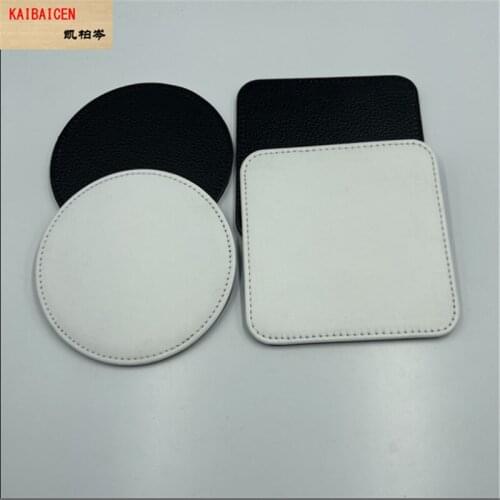 50pcs/lot 10*10cm New Blank Sublimation PU Leather Mug Pads Coaster DIY Heat Press Printing Transfer Mug cup Mat products