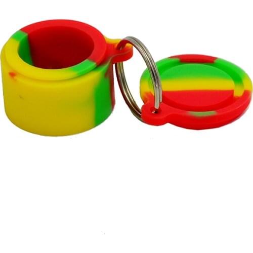 6mL Bho Silicone Wax Container Non Stick Dab Slick Oil Concentrate Jar Multi color Use Storage Box with Stainless steel keychain