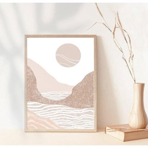 Boho Abstract Art Print Sun illustration Minimalist Poster Modern Mid Century Wall Art Canvas Painting Bedroom Art Decoration