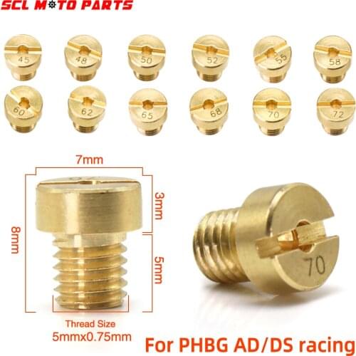 ALconstar-12pcs M5 Thread Replacement #30-#135 Carburetor Jets For Dellorto SHA PHBG Carb main Injector nozzle NC PHVA Pilot Jet