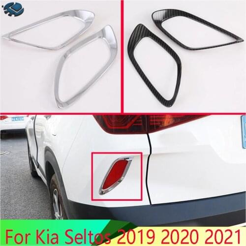 For Kia Seltos 2019 2020 2021 Car Accessories ABS Chrome Rear Reflector Fog Light Lamp Cover Trim Bezel Frame Styling Garnish