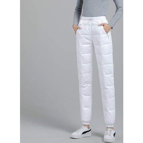 Women Winter Down Cotton Pants Casual Loose Thick Fashion Warm Plus Size Pants Female Basic Solid High Waist Sweatpants X557