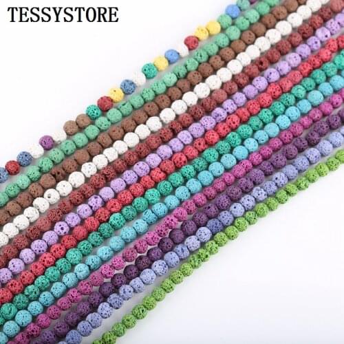 6mm Natural Volcanic Stone Beads Loose Spacer Stone Beads For Jewelry Making DIY Bracelet Necklace Accessories