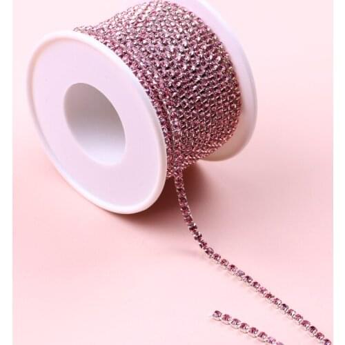 10 Yard/Rollcrystal Glass Rhinestone Chain With Colorful Silver Sew On Stone Cup Chain Gule On Rhinestone Trim Diy Accessories