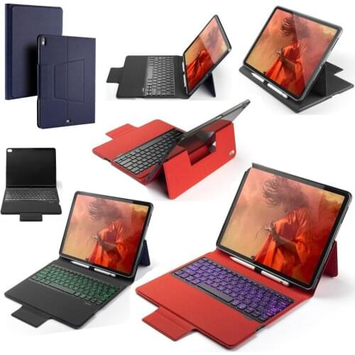 Russian/Hebrew/Spanish 7 Colors Backlit Wireless Bluetooth Keyboard Stand Leather Funda Case For Apple iPad Pro 12.9 2018 Tablet