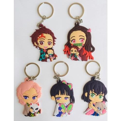 COSANER Kimetsu no Yaiba Baby Anime Key Chain PVC Figure Keyring Toys Keychain Keyholder Birthday Gift Unisex