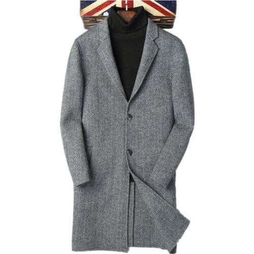 Double-side Woolen Coat Autumn Winter Jacket Men 100% Wool Coats Blazer Men Windbreaker Long Jackets F-ALMN-1820 MY1871