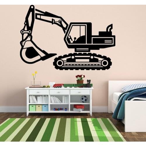 Excavator Wall Art Decals Boys Room Decor Digger Vinyl Sticker For Construction Theme Kids Bedroom Mural Home Decoration B256