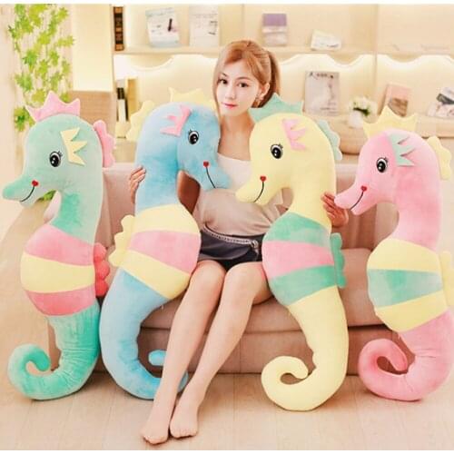 Fancytrader Lovely Pop 160cm Large Soft Animal Sea Horse Stuffed Pillow 63'' Stuffed Cartoon Hippocampal Toy Doll Kids Gift