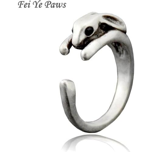 Fei Ye Paws Retro Silver Plated Bunny Ring Men Anel Antique Cute Animal Rabbit Boho Rings For Girls Unique Cool Gift Wholesale