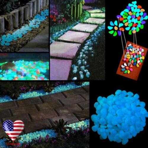 Hot 10/100pcs Glow in the Dark Garden Pebbles Glow Stones for Walkways Garden Path Patio Lawn Garden Yard Decor Luminous Stones