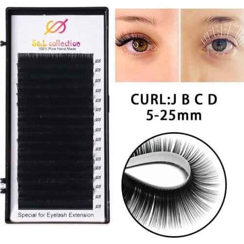 All size Easy Fans 3D Silk Eyelash Extensions Individual False Silk Lashes B/C/D Curl False eyelashes,Russian volume