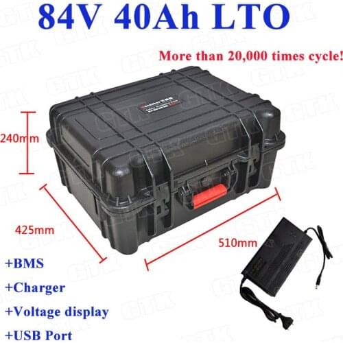 Long life deep cycle LTO 84V 40AH Lithium titanate battery Pack 35S 2.4v LTO battery with BMS for solar storage +5A Charger
