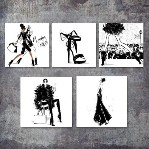 Milan London Fashion Girl High Heel Wall Art Canvas Painting Nordic Posters And Prints Wall Pictures For Living Room Salon Decor