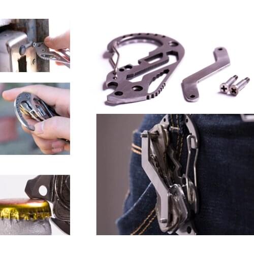 EDC Multifunctional carabiner Key organizer stainless steel multi tool utility gadget pocket holder clip camp travel kit