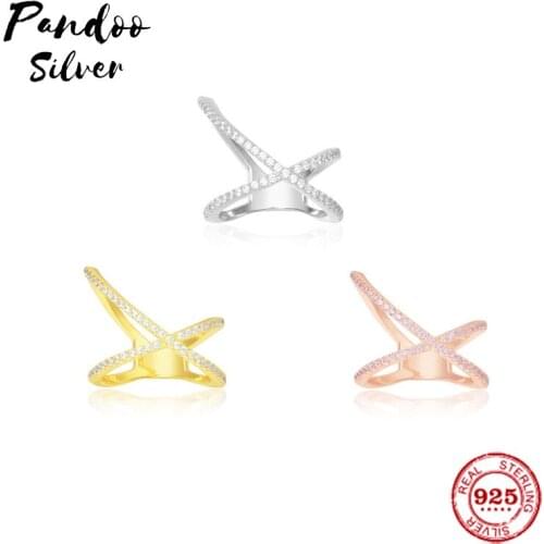 Fashion Charm Sterling Silver Copy 1:1 Replica, Silver X-Shaped Ring Women 2021 Jewelry Gift With Logo