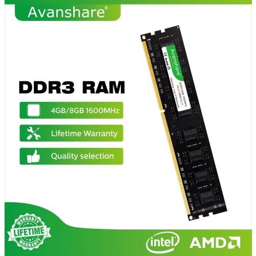 Avanshare 2GB 4GB 8GB DDR3 RAM 1066MHZ 1333MHZ 1600MHZ Desktop Memory 2RX8 1.5V PC3 Series 10600 12800 RAM Memories