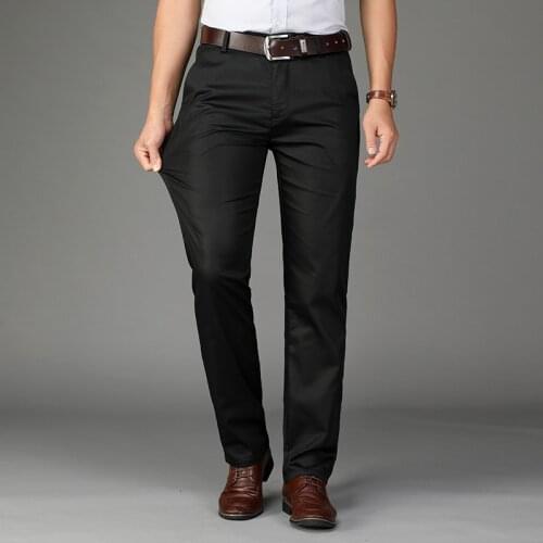 Mens casual pants, autumn silk mens pants, loose straight business mens pants, thin middle-aged ice silk long pants men