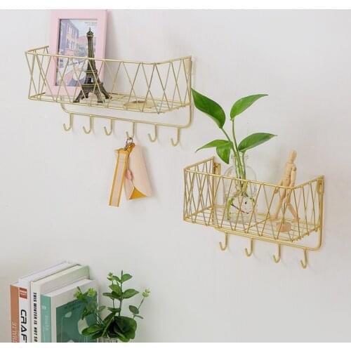 Wall-hung Type Decorative Wall Shelf Sundries Storage Box Prateleira Hanger Organizer Key Rack Iron Wall Shelf