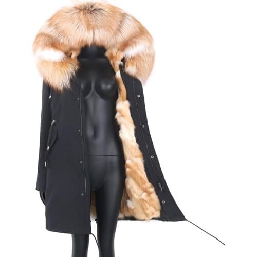 2021 New Real Fox Fur Jacket 7XL Winter Women Parka Long Waterproof Fabric Clothes Natural Fur Overcoat Casual Plus Size