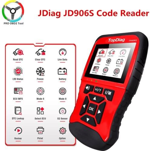 New JDiag JD906S Code Reader New Generation Auto Diagnostics Tools OBD2 Scan Tool with I/M Readiness Mode6 Mode 8 JDiag 906s