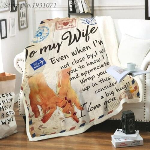 Letter Letters To My Wife Express Love Blanket 3D Print Sherpa Blanket on Bed Home Textiles Dreamlike Style Gift 11
